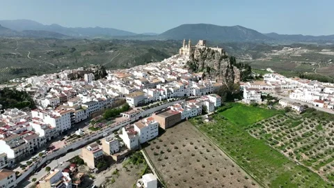 Aerial view of the municipality of Olvera in the province of Cadiz, Spain. Stock Footage 220413302
