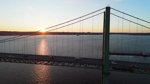Aerial view of A. Murray MacKay Bridge, Halifax Stock Footage 277499558