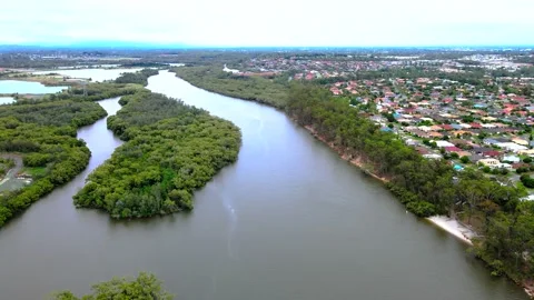 Aerial View of Murrumba Downs and Pine River Video stock 151658542