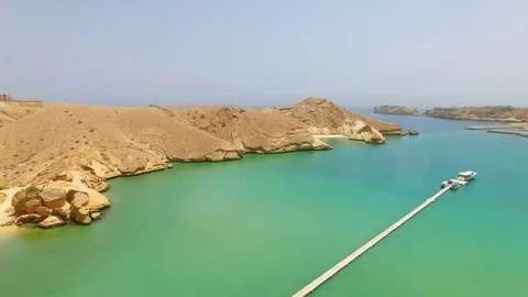 Aerial view of Muscat bay, Oman, sultanate on Arabian Peninsula, 4k UHD Stock Footage 77753553