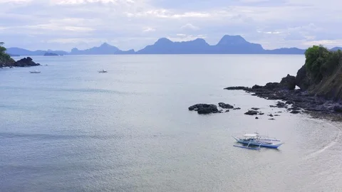 Aerial view Nacpan Beach in facing El Nido Bay in Palawan, Philippines. Stock Footage 125673672