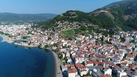 Aerial View of Nafpaktos 스톡 동영상 82300202