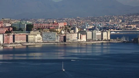Aerial view of Naples seafront Stock Footage 71059014