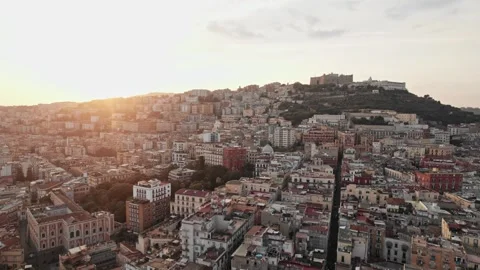 Aerial view of Naples at sunset in warm golden light. 動画素材 288686568