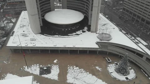 Aerial view of Nathan Phillips during a snowy day Stock Footage 146969094