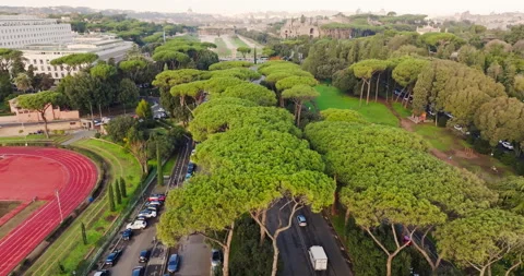 Aerial view of the National Archaeological Museum in Rome, Italy. Stock Footage 265549853