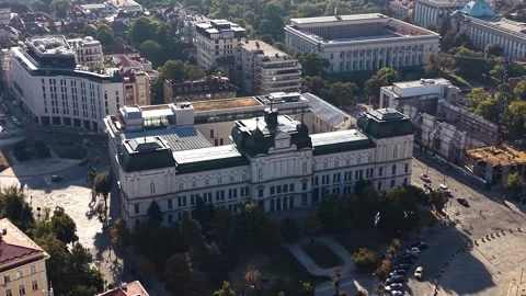 Aerial view of National Gallery in Sofia city, Bulgaria 스톡 동영상 347450310