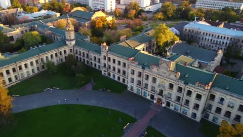 Aerial view of  National Technical University of Ukraine. Stock Footage 209350101