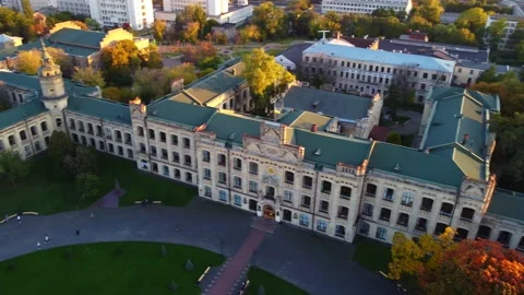 Aerial view of  National Technical University of Ukraine. Stock Footage 209350147