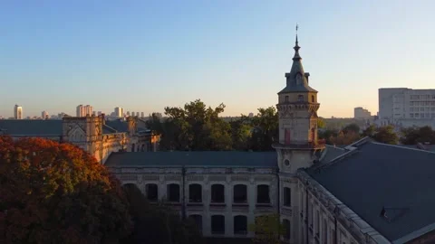 Aerial view of  National Technical University of Ukraine. Stock Footage 209351910