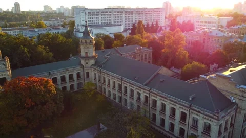 Aerial view of  National Technical University of Ukraine. Stock Footage 209352005