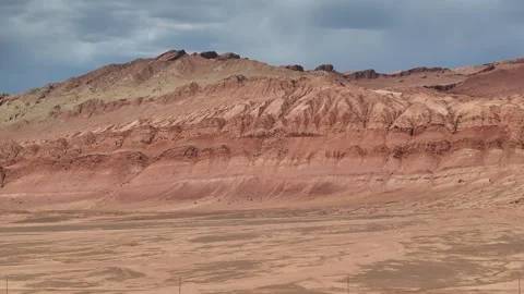 Aerial view of Natural Landforms of Flame Mountain in Turpan, Xinjiang China 스톡 동영상 307495585