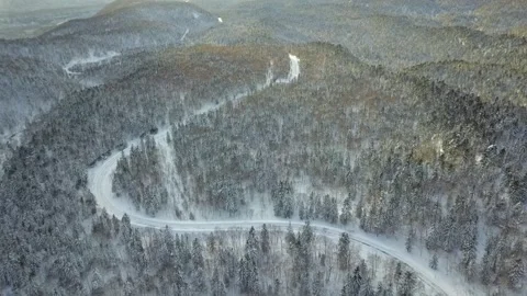 Aerial view of natural landscape of Daisetsuzan National Park Stock Footage 140077341