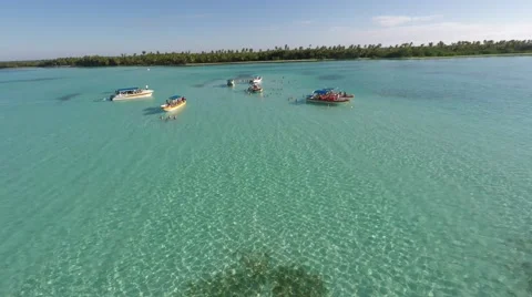 Aerial view Natural Pool near the boats Stock Footage 59557098