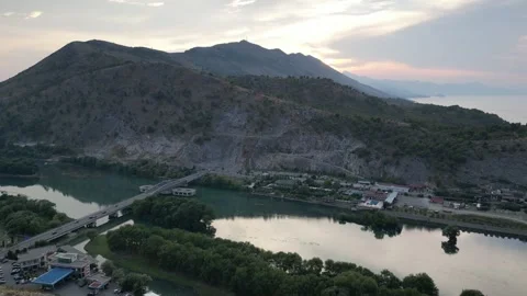 Aerial view of nature in Albania - Drone footage 4K - Rozafa castle Stock Footage 252372953