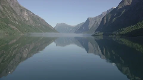 Aerial View of Nature in Eikesdalen Valley, Norway Stock Footage 87698236