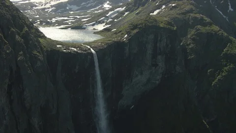 Aerial View of Nature in Eikesdalen Valley, Norway Stock Footage 87698487