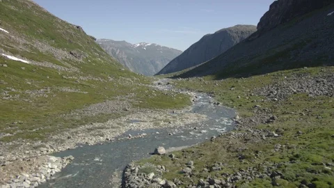 Aerial View of Nature in Eikesdalen Valley, Norway Stock Footage 87698588
