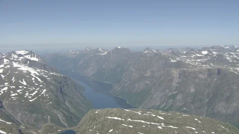 Aerial View of Nature in Eikesdalen Valley, Norway Stock Footage 87699068