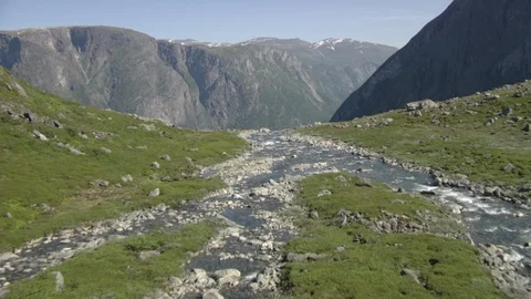 Aerial View of Nature in Eikesdalen Valley, Norway Stock Footage 87699387
