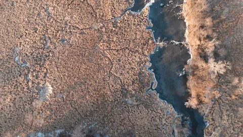 Aerial view of nature in wintertime without snow Stock Footage 125887532