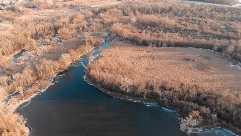 Aerial view of nature in wintertime without snow, 库存影片 125887824