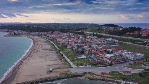 Aerial view at Nea Potidea canal in Greece, Kassandra, Halkidiki 스톡 동영상 302081653