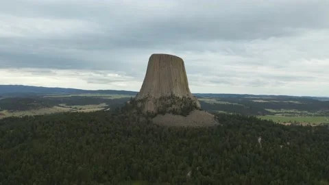 Aerial view near Devils Tower in Wyoming Stock Footage 140201243
