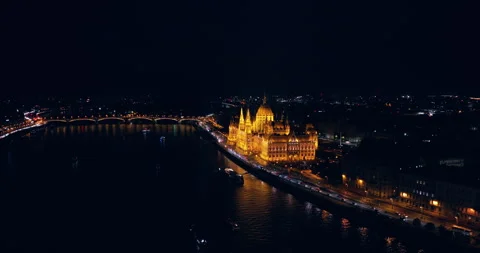 Aerial View Of Neo-Gothic Style Architecture Of Hungarian Parliament Building Stock-Footage 320075070