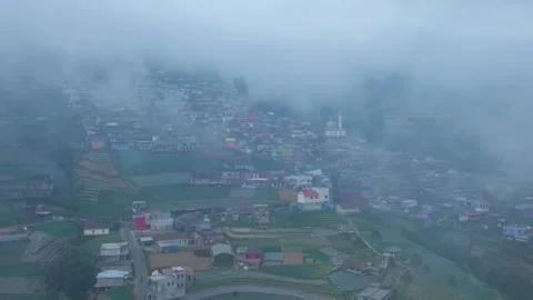 Aerial view of Nepal Van Java colorful village, Indonesia Stock Footage 300537733