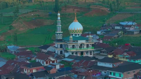 Aerial view of Nepal Van Java colorful village, Indonesia Stock Footage 300537803