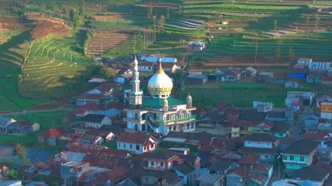 Aerial view of Nepal Van Java colorful village, Indonesia Stock Footage 300537930