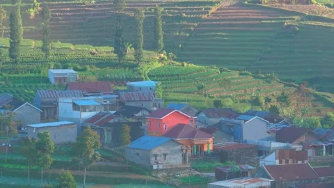 Aerial view of Nepal Van Java colorful village, Indonesia Stock Footage 300538118