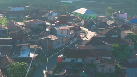 Aerial view of Nepal Van Java colorful village, Indonesia Stock Footage 300538134