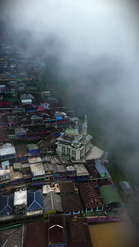 Aerial view of Nepal Van Java village in Indonesia. Stock Footage 340352461