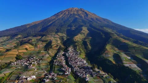 Aerial view of Nepal Van Java on Mount Sumbing slopes, Indonesia. Stock Footage 340355959