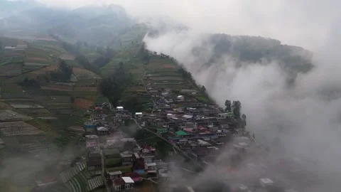 Aerial view of Nepal Van Java in Kecamatan Kaliangkrik, Indonesia. Vídeos de archivo 341423500