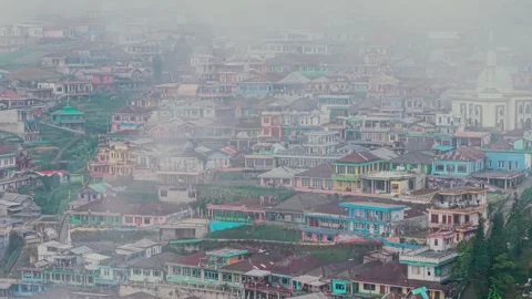 Aerial view of Nepal Van Java village in Magelang, Indonesia. Stock Footage 346601019