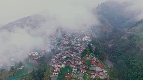 Aerial view of Nepal Van Java village in Magelang, Indonesia. Stock Footage 346601517