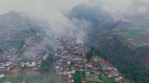 Aerial view of Nepal Van Java village in Magelang, Indonesia. Stock Footage 346601827