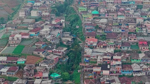 Aerial view of Nepal Van Java village in Magelang, Indonesia. 库存影片 346603177