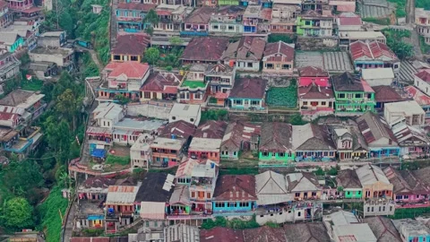 Aerial view of Nepal Van Java village in Magelang, Indonesia. Stock Footage 346603325