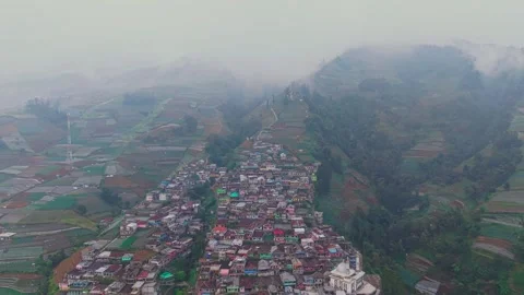 Aerial view of Nepal Van Java village in Magelang, Indonesia. Stock Footage 346603511