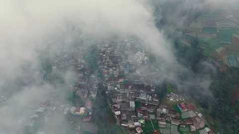 Aerial view of Nepal Van Java village in Magelang, Indonesia. Stock Footage 346603667