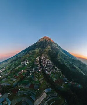Aerial View Nepal van Java. In The Countryside Of The Mountainside In Clear Stock Photos