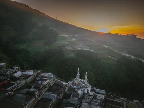 Aerial view of Nepal Van Java at sunrise, Magelang, Central Java, Indonesia Stock-Fotos