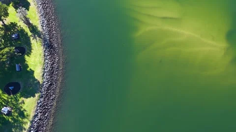 Aerial View of Nerang River Sandbars and Shoreline in Surfers Paradise Stock-Footage 341667005