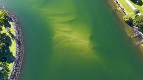 Aerial View of Nerang River Sandbars in Surfers Paradise Stock-Footage 341733250