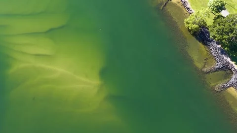 Aerial View of Nerang River Sandbars in Surfers Paradise Stock-Footage 342235518