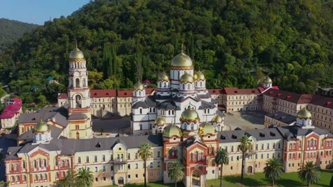 Aerial view of New athos, monastery in Abkhazia Video stock 146088076